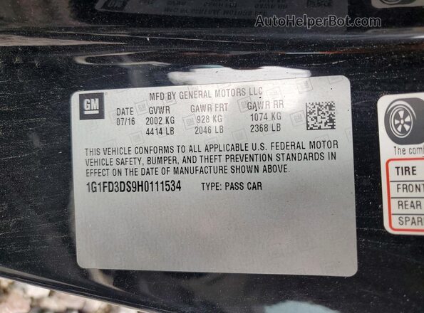 1G1FD3DS9H0111534 2017 CHEVROLET CAMARO Black Engine compartment view