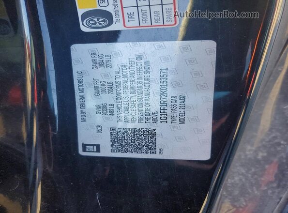 1G1FF1R72K0153571 2019 CHEVROLET CAMARO Черный Вид подкапотного пространства