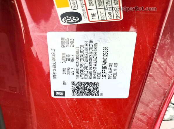 1G1FF1R74M0126536 2021 CHEVROLET CAMARO Red Widok komory silnika