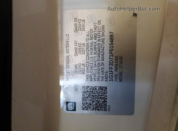 1G1FF3D71P0154897 2023 CHEVROLET CAMARO White Engine compartment view