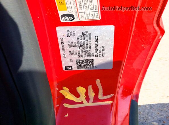 1G1FF3D77L0147222 2020 CHEVROLET CAMARO Red VIN sticker view