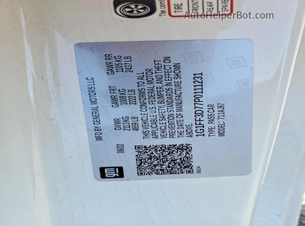 1G1FF3D77P0111231 2023 CHEVROLET CAMARO White Вид підкапотного простору