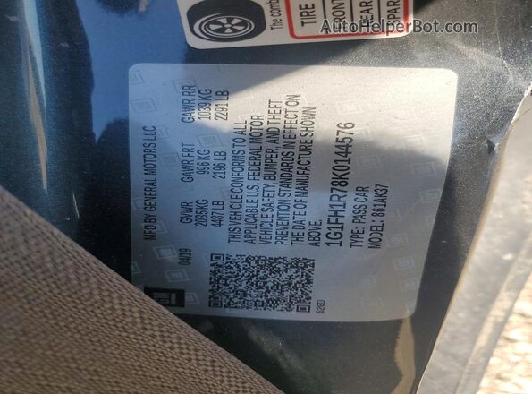 1G1FH1R78K0144576 2019 CHEVROLET CAMARO Угольный Вид подкапотного пространства