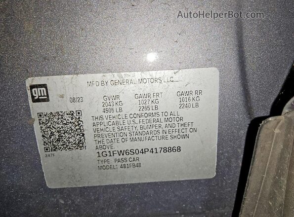 1G1FW6S04P4178868 2023 CHEVROLET BOLT Серый Вид подкапотного пространства