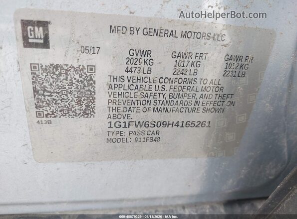 1G1FW6S09H4165261 2017 CHEVROLET BOLT Light Blue Vista del compartimento del motor