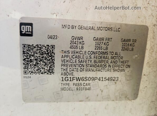 1G1FW6S09P4154923 2023 CHEVROLET BOLT Белый Панорамный вид салона 360°