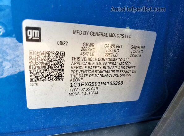 1G1FX6S01P4105308 2023 CHEVROLET BOLT Blue ძრავის განყოფილების ხედი