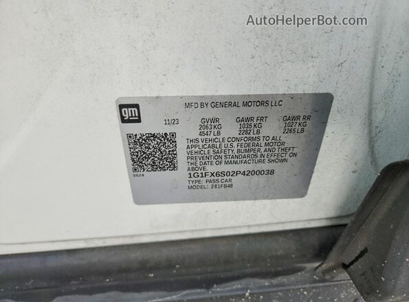 1G1FX6S02P4200038 2023 CHEVROLET BOLT White Widok komory silnika