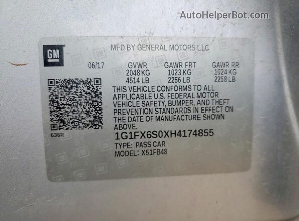 1G1FX6S0XH4174855 2017 CHEVROLET BOLT Silver Engine compartment view