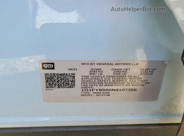 1G1FY6S00N4107366 2022 CHEVROLET BOLT Blue სალონის 360-გრადუსიანი ხედი