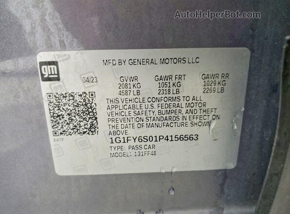 1G1FY6S01P4156563 2023 CHEVROLET BOLT Gray Widok komory silnika