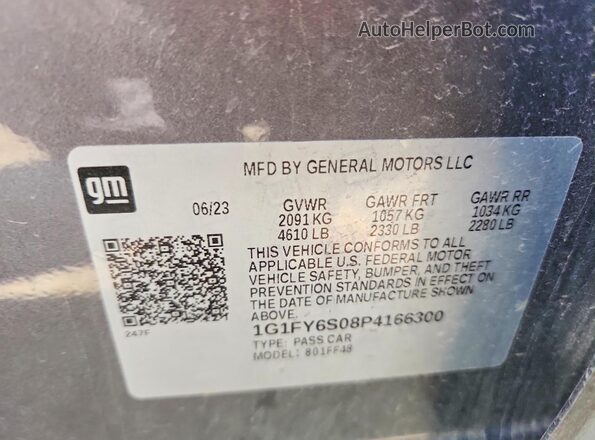 1G1FY6S08P4166300 2023 CHEVROLET BOLT Серый Вид наклейки с VIN-кодом