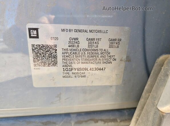 1G1FY6S09L4130447 2020 CHEVROLET BOLT Gray ძრავის განყოფილების ხედი