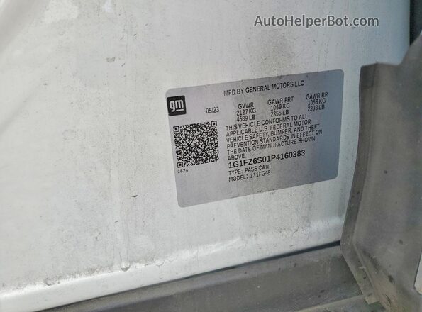 1G1FZ6S01P4160383 2023 CHEVROLET BOLT White Вид наклейки з VIN-кодом