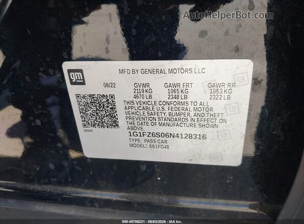1G1FZ6S06N4128316 2022 CHEVROLET BOLT Black Engine compartment view
