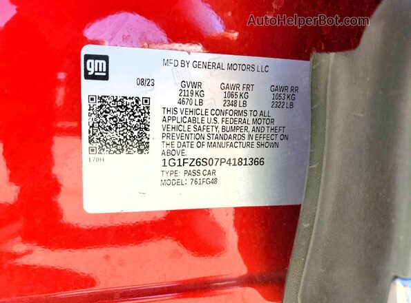 1G1FZ6S07P4181366 2023 CHEVROLET BOLT Red ძრავის განყოფილების ხედი