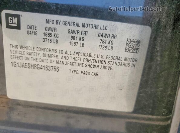 1G1JA5SH8G4163766 2016 CHEVROLET SONIC Black Vista del compartimento del motor
