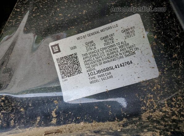 1G1JB5SB5L4142764 2020 CHEVROLET SONIC Серый Вид подкапотного пространства