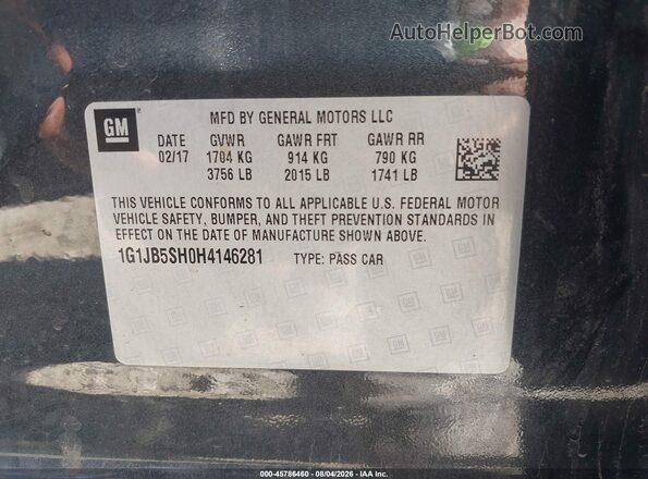 1G1JB5SH0H4146281 2017 CHEVROLET SONIC Gray Vista del compartimento del motor