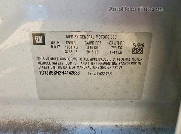 1G1JB5SH2H4142636 2017 CHEVROLET SONIC Серебряный Вид подкапотного пространства