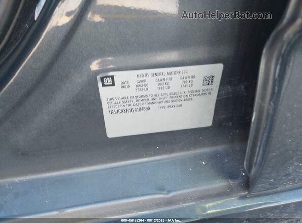 1G1JC5SH1G4104598 2016 CHEVROLET SONIC Black Widok komory silnika