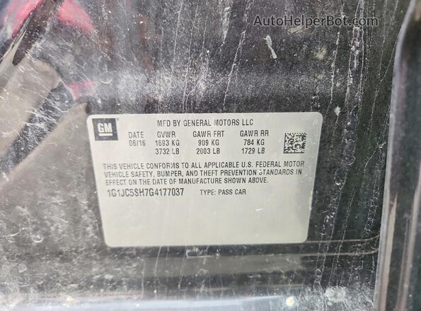 1G1JC5SH7G4177037 2016 CHEVROLET SONIC Black Շարժիչի բաժամունքի տեսք