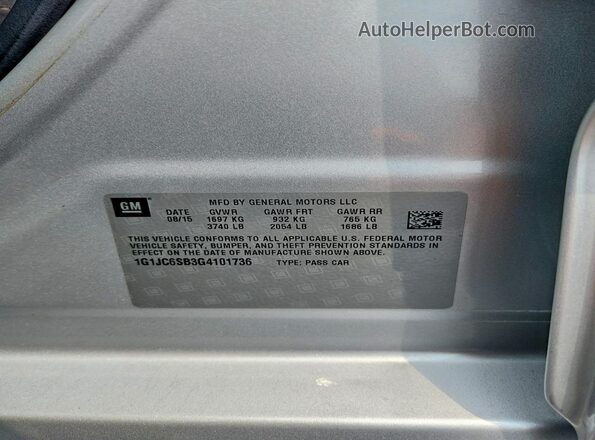 1G1JC6SB3G4101736 2016 CHEVROLET SONIC Серебряный Вид подкапотного пространства