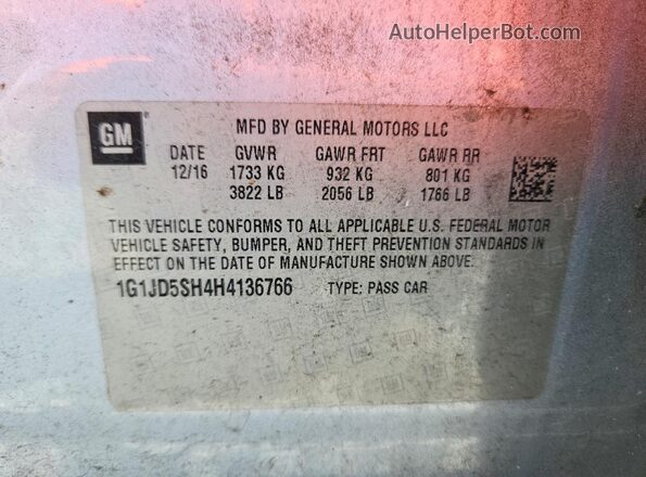 1G1JD5SH4H4136766 2017 CHEVROLET SONIC Синий Вид подкапотного пространства