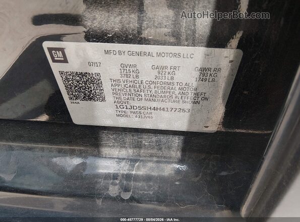 1G1JD5SH4H4177253 2017 CHEVROLET SONIC Black Շարժիչի բաժամունքի տեսք