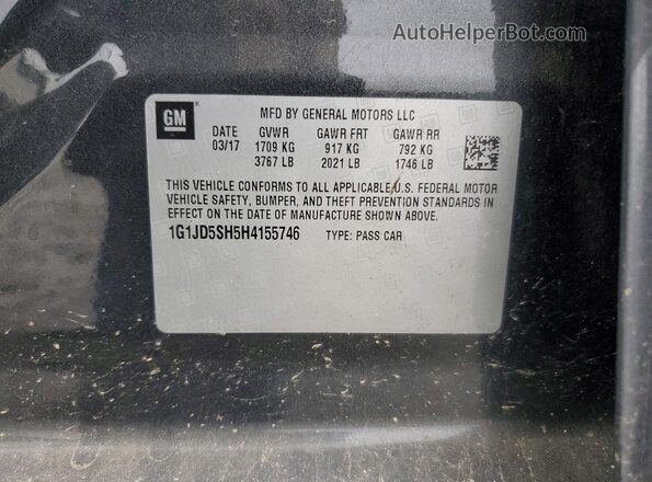 1G1JD5SH5H4155746 2017 CHEVROLET SONIC Gray Вид наклейки з VIN-кодом