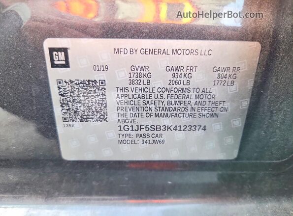1G1JF5SB3K4123374 2019 CHEVROLET SONIC Charcoal ძრავის განყოფილების ხედი
