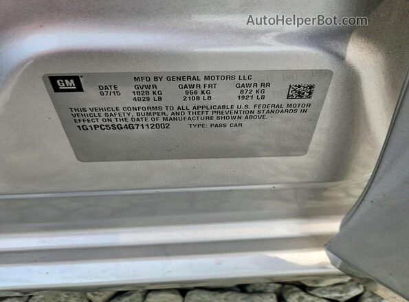 1G1PC5SG4G7112002 2016 CHEVROLET CRUZE Silver Вид підкапотного простору