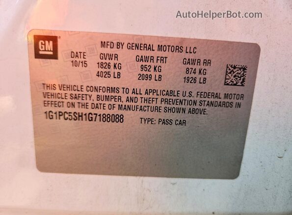 1G1PC5SH1G7188088 2016 CHEVROLET CRUZE White Շարժիչի բաժամունքի տեսք