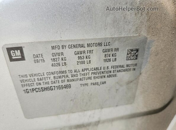 1G1PC5SH6G7169469 2016 CHEVROLET CRUZE Silver Вид підкапотного простору