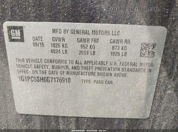 1G1PC5SH6G7176910 2016 CHEVROLET CRUZE Blue Engine compartment view