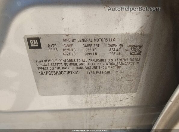 1G1PC5SH9G7157851 2016 CHEVROLET CRUZE Silver Vista del compartimento del motor