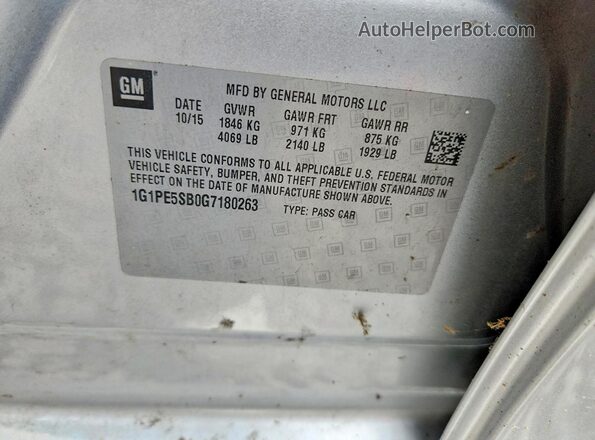 1G1PE5SB0G7180263 2016 CHEVROLET CRUZE Silver Вид підкапотного простору