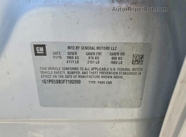 1G1PE5SB3F7182099 2019 CHEVROLET CRUZE Silver Widok komory silnika