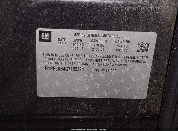 1G1PE5SB4G7105324 2016 CHEVROLET CRUZE Серый Вид подкапотного пространства