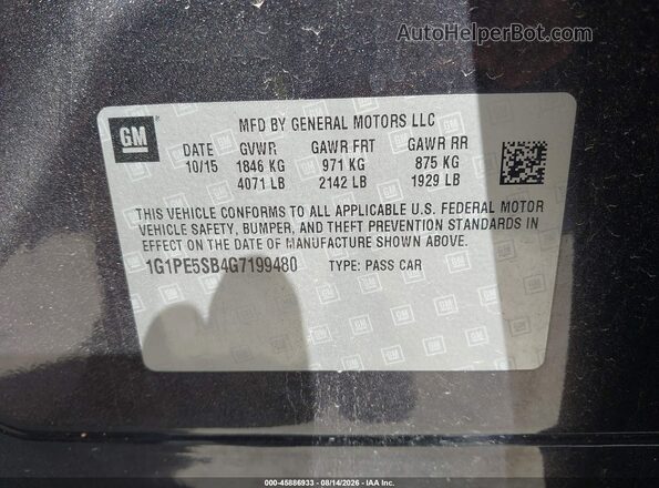 1G1PE5SB4G7199480 2016 CHEVROLET CRUZE Черный Вид подкапотного пространства