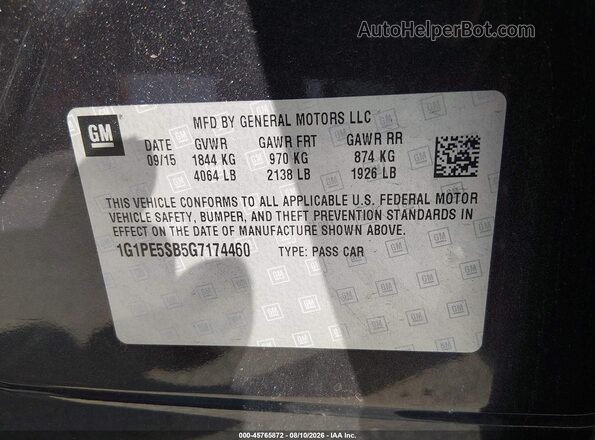 1G1PE5SB5G7174460 2016 CHEVROLET CRUZE Gray Widok komory silnika