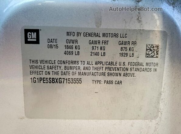 1G1PE5SBXG7153555 2016 CHEVROLET CRUZE Серебряный Вид подкапотного пространства