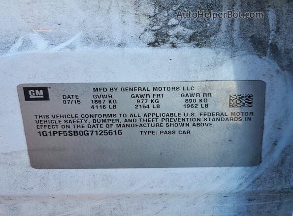 1G1PF5SB0G7125616 2016 CHEVROLET CRUZE White Շարժիչի բաժամունքի տեսք