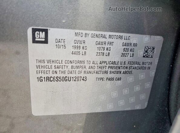 1G1RC6S50GU120743 2016 CHEVROLET VOLT Charcoal Вид підкапотного простору