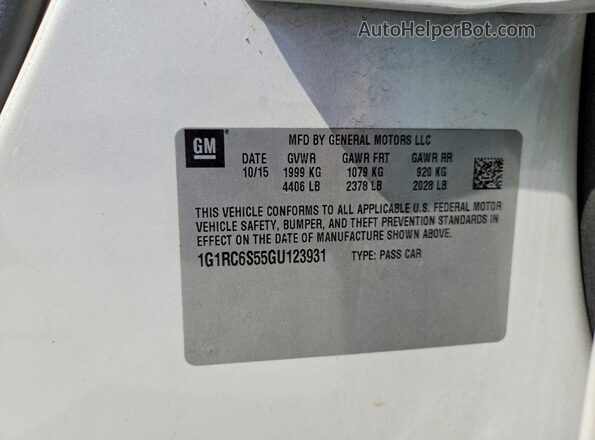 1G1RC6S55GU123931 2016 CHEVROLET VOLT White ძრავის განყოფილების ხედი