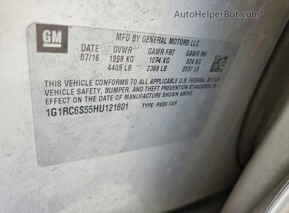 1G1RC6S55HU121601 2017 CHEVROLET VOLT Серебряный Вид подкапотного пространства