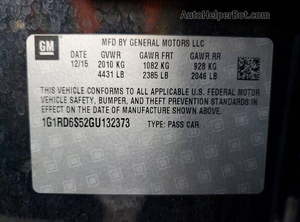 1G1RD6S52GU132373 2016 CHEVROLET VOLT Черный Вид наклейки с VIN-кодом