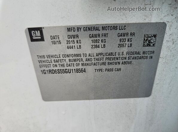 1G1RD6S55GU118564 2016 CHEVROLET VOLT Белый Вид подкапотного пространства