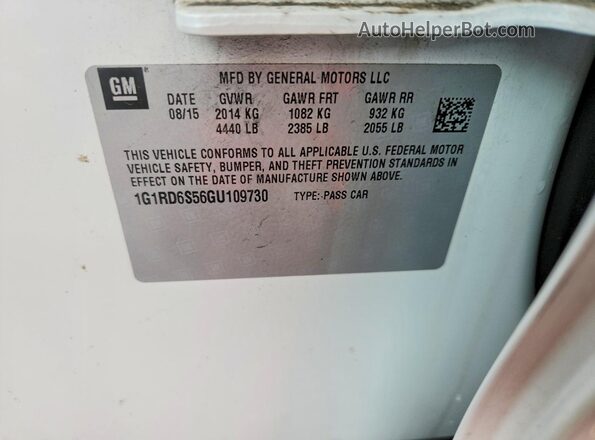 1G1RD6S56GU109730 2016 CHEVROLET VOLT White Widok komory silnika