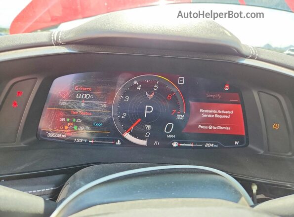 1G1Y72D40L5104611 2020 CHEVROLET CORVETTE Red Вид щитка приладів